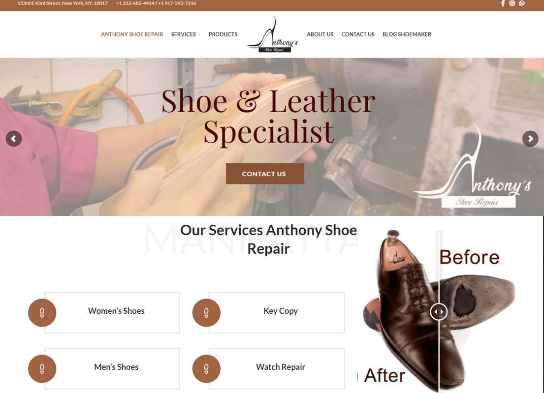 diseño web reparación de zapatos